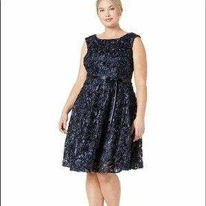 NWT Alex Evenings Navy Cocktail Dress size 22W